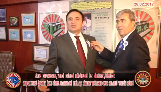 EKİL İnşaat Kurumlar Vergisi Onur Belgesi